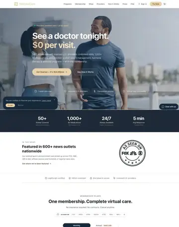 WeTotalCare telehealth membership website built by Revive Agency: virtual care plans, pricing tiers and prescription programs